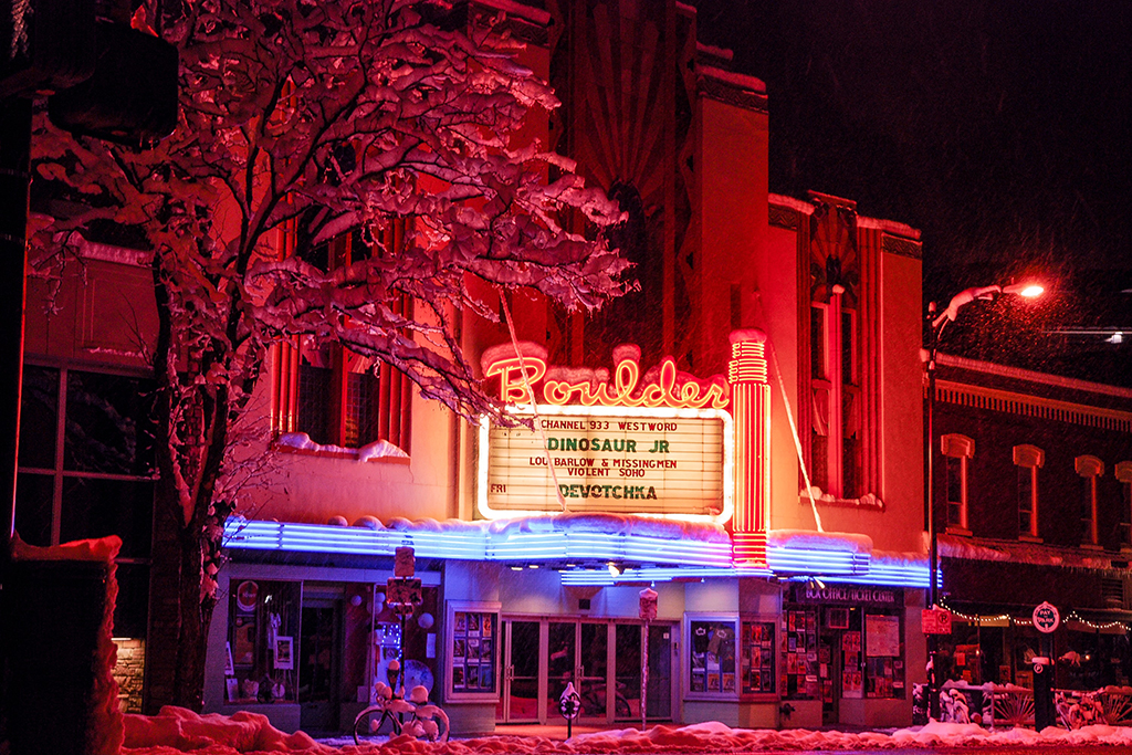 Boulder at night